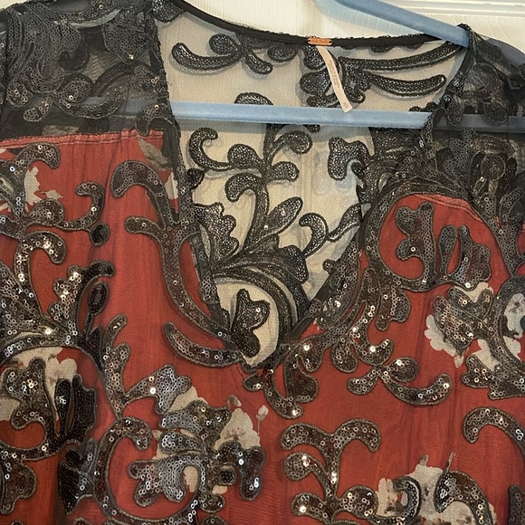 Free People beautiful sequined wide mini dress - Picture 6 of 9